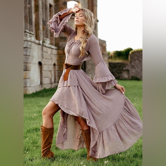 Joyfolie Bohemian Ruffled Maxi Dress XS - Picture 2 of 6